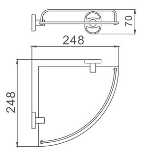 Полка стеклянная угловая Haiba HB1921-1 хром